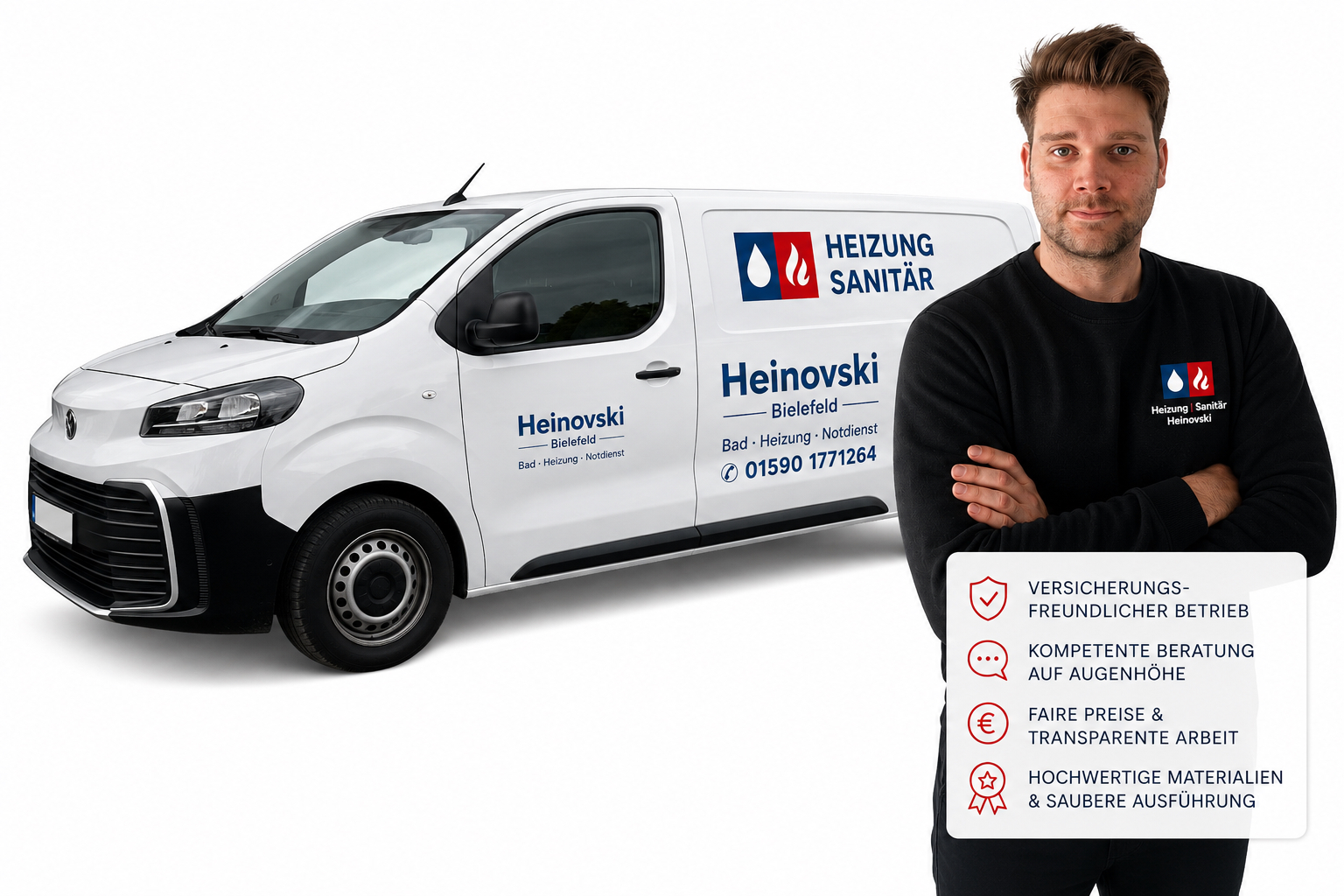 Dennis Heinovski mit Firmenfahrzeug